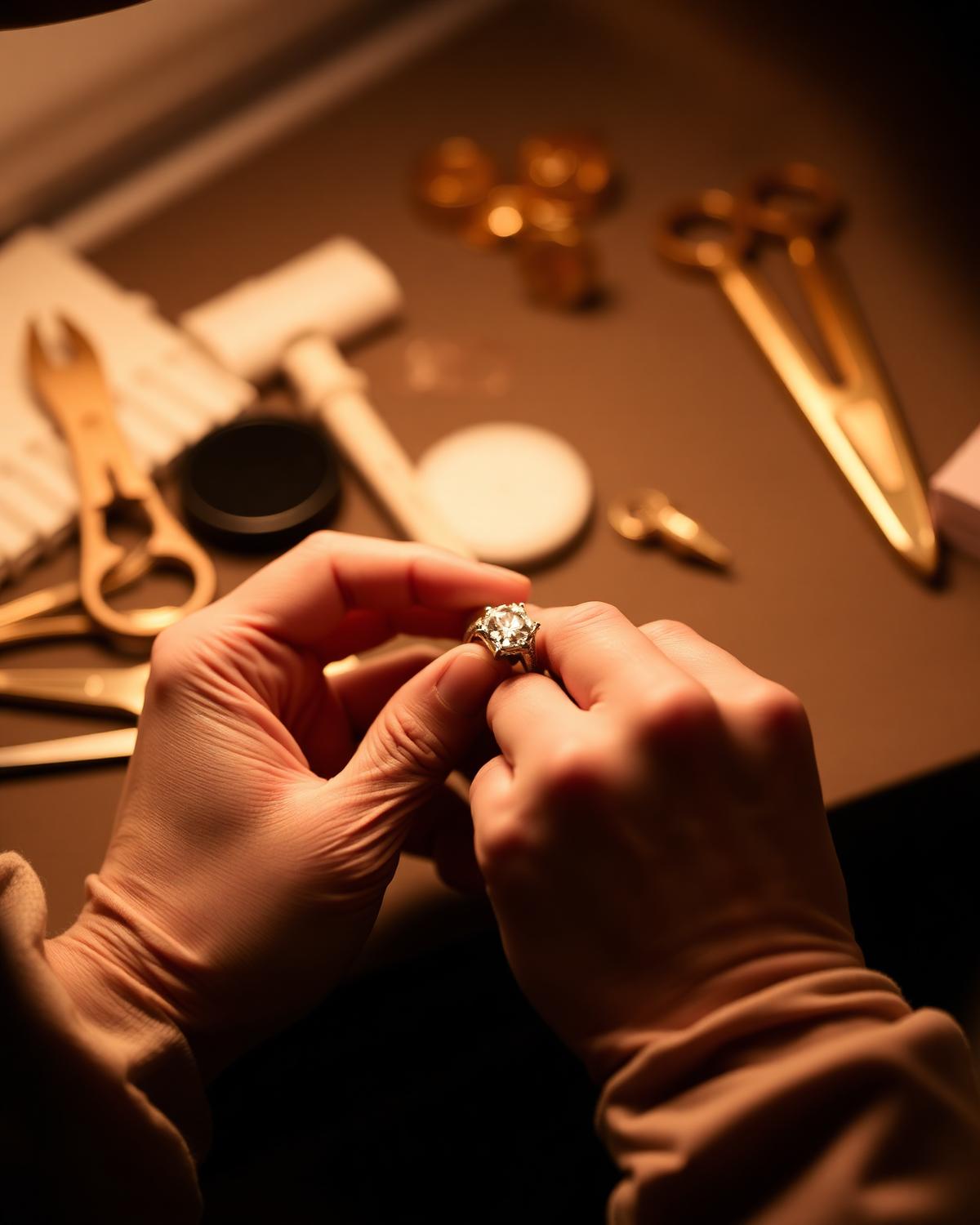 Jeweller crafting a diamond ring