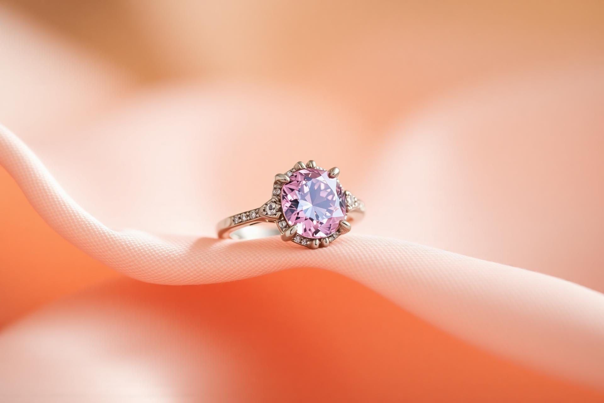 Pink diamond on blush silk